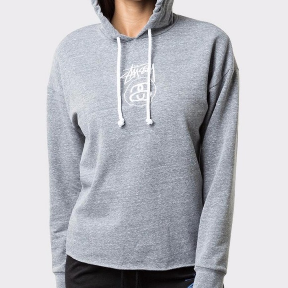 Stussy Tops - STUSSY Gray Logo Hoodie Sweatshirt SMALL